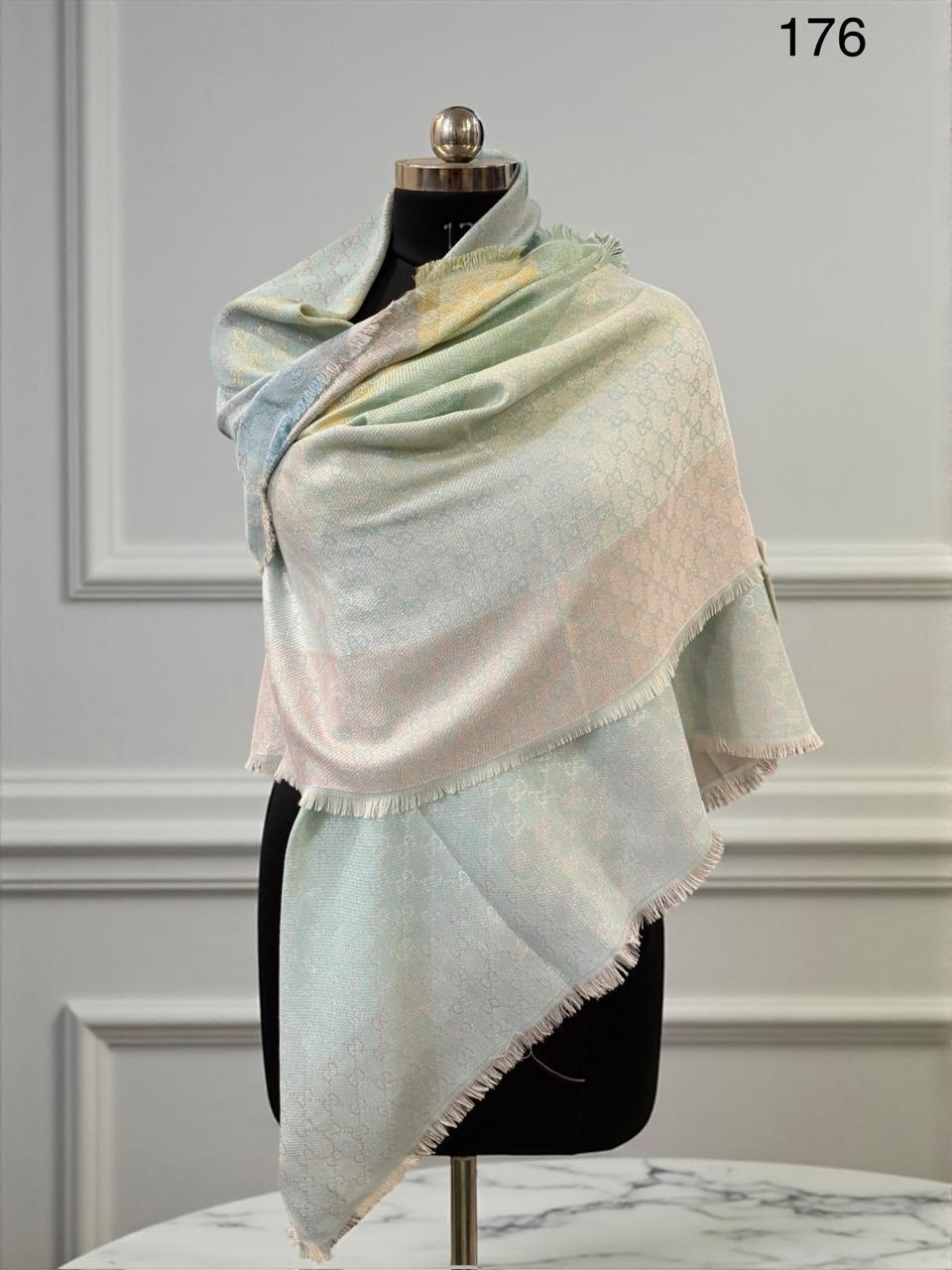 Luxury Patterned Winter Scarf with Fringe Finish