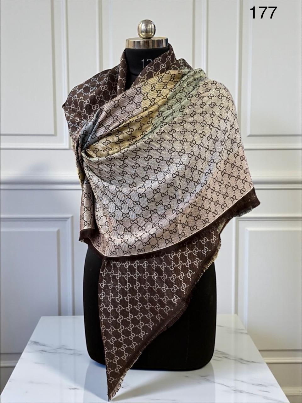 Luxury Patterned Winter Scarf with Fringe Finish