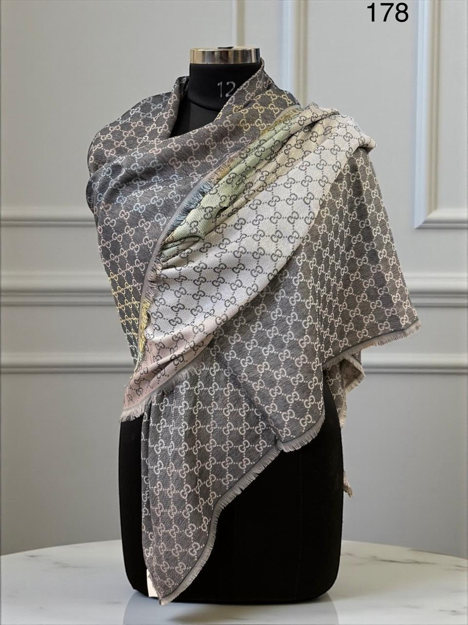Luxury Patterned Winter Scarf with Fringe Finish