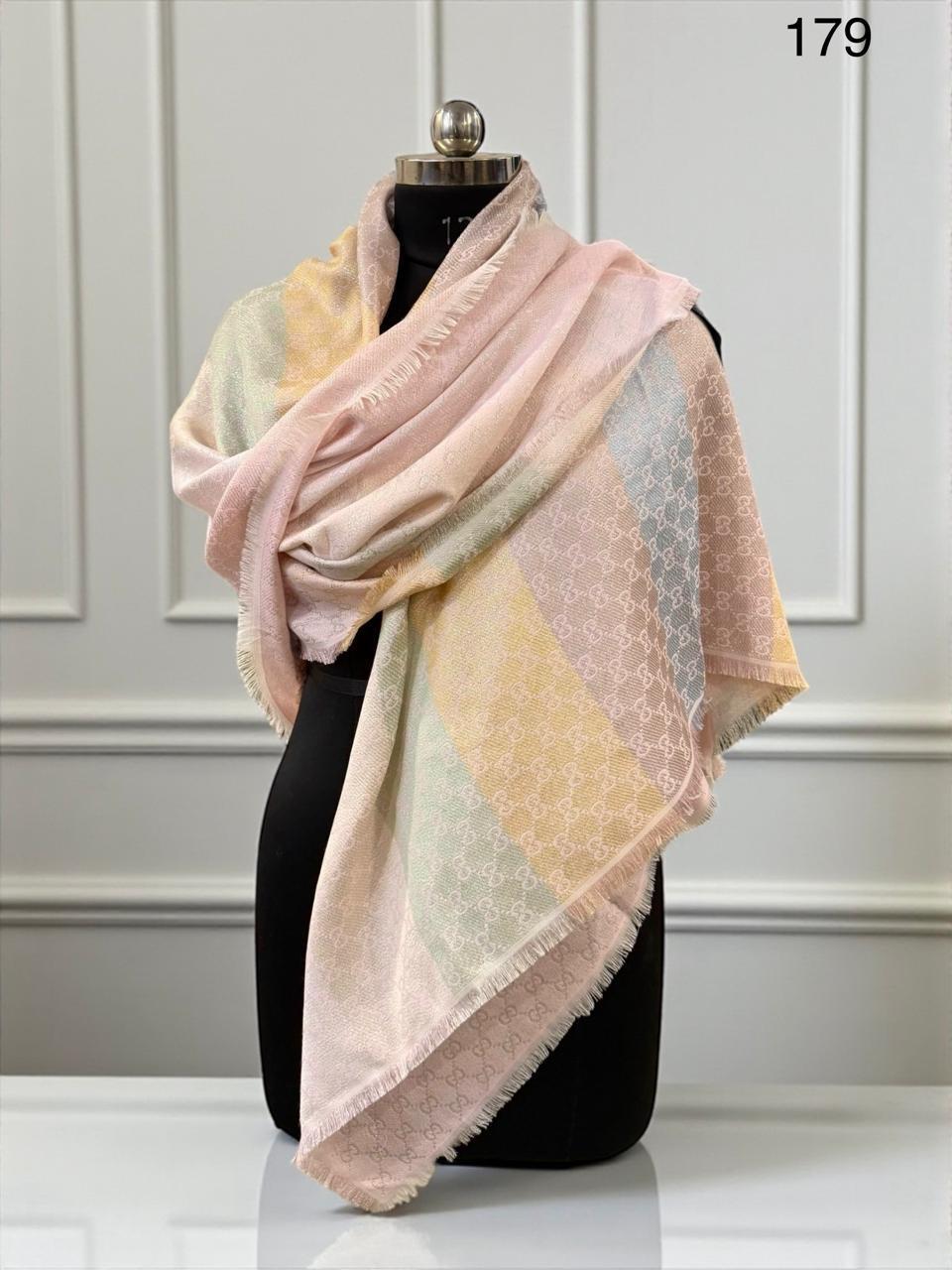 Luxury Patterned Winter Scarf with Fringe Finish