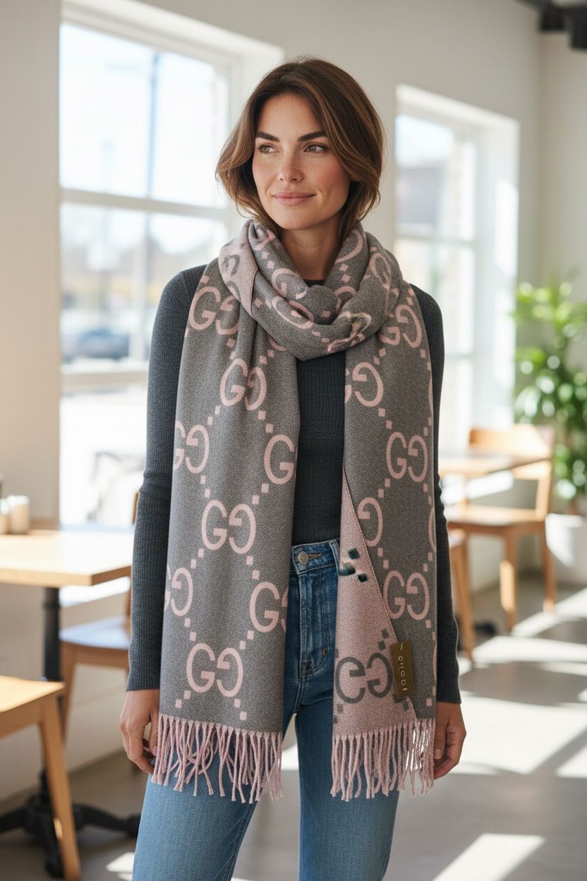 Luxury Monogram Pattern Winter Shawl
