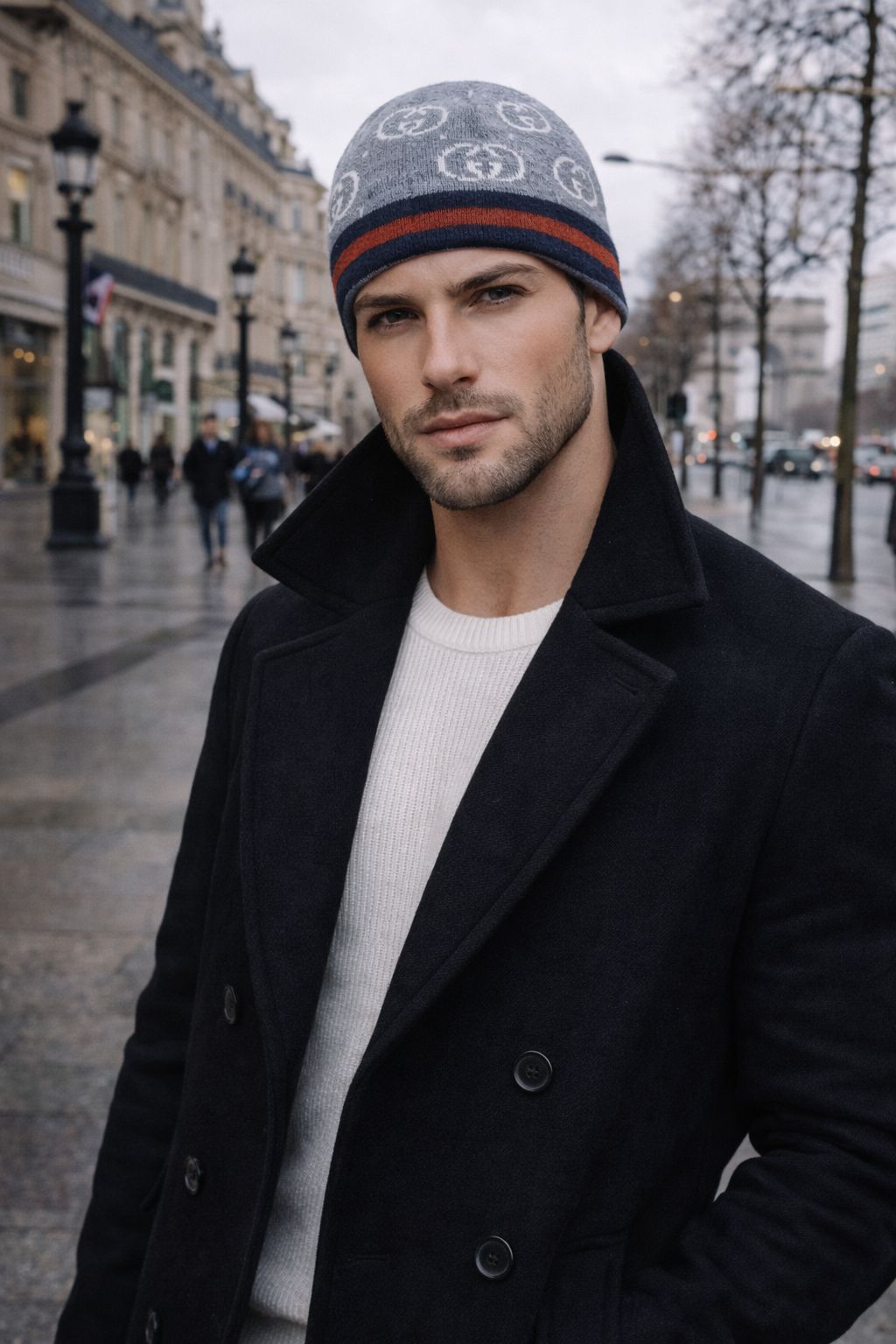 Winter Knit Beanie Cap with Classic Pattern Design