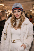 Winter Knit Beanie Cap with Classic Pattern Design