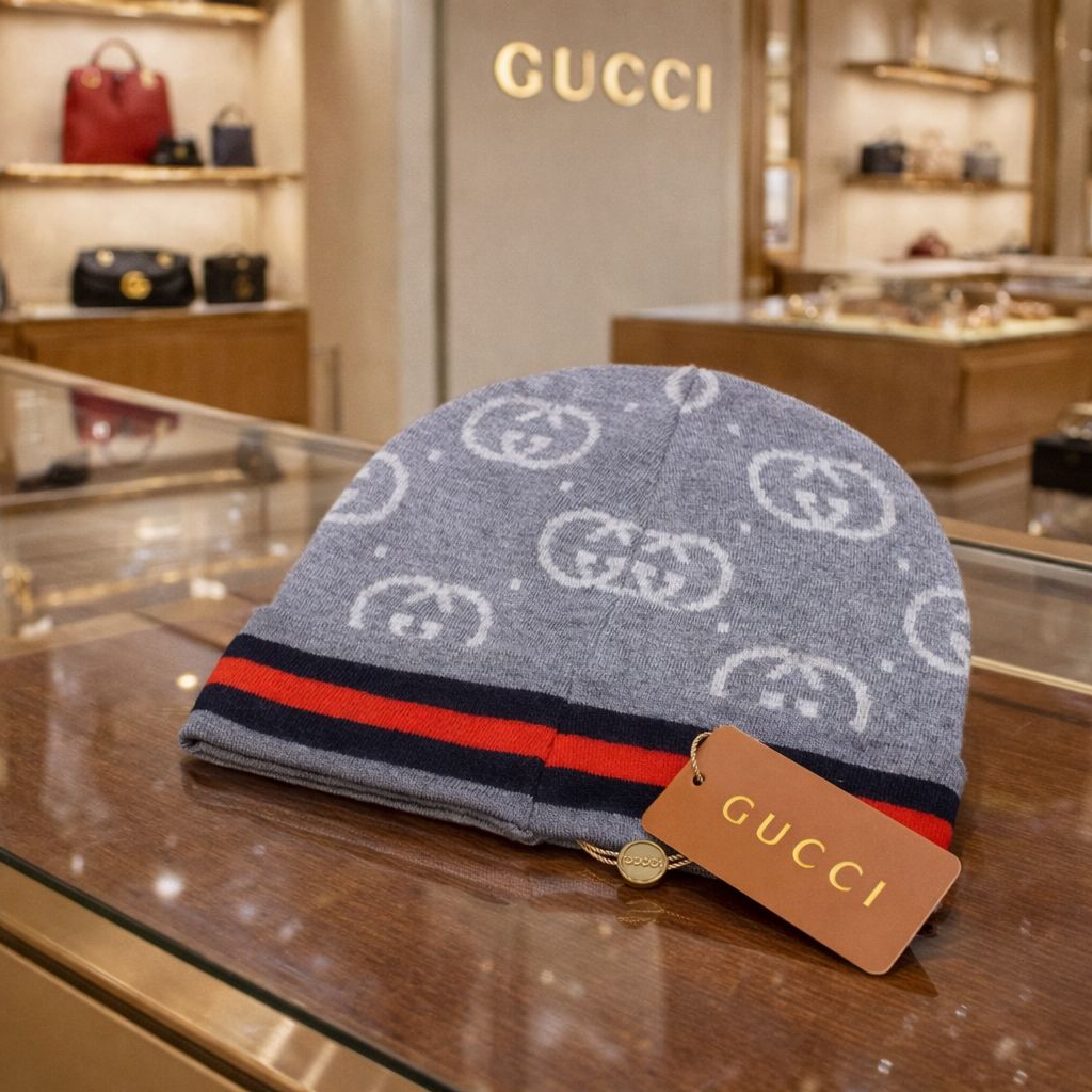 Winter Knit Beanie Cap with Classic Pattern Design