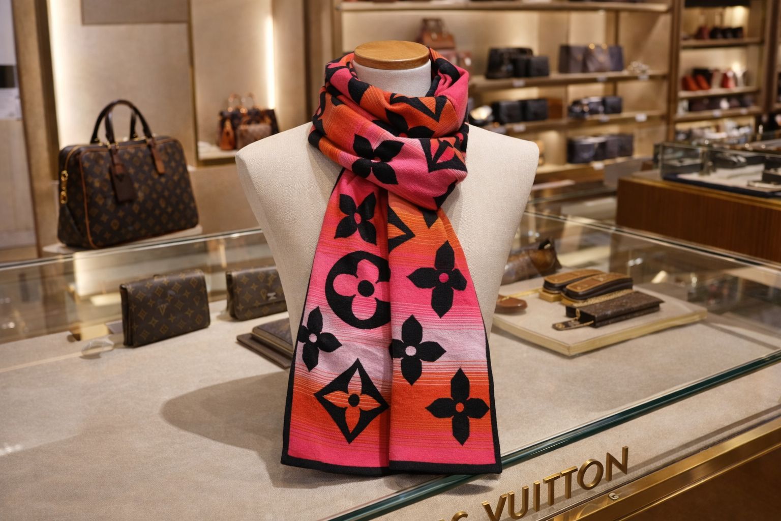 Bold Monogram Style Winter Scarf with Gradient Finish