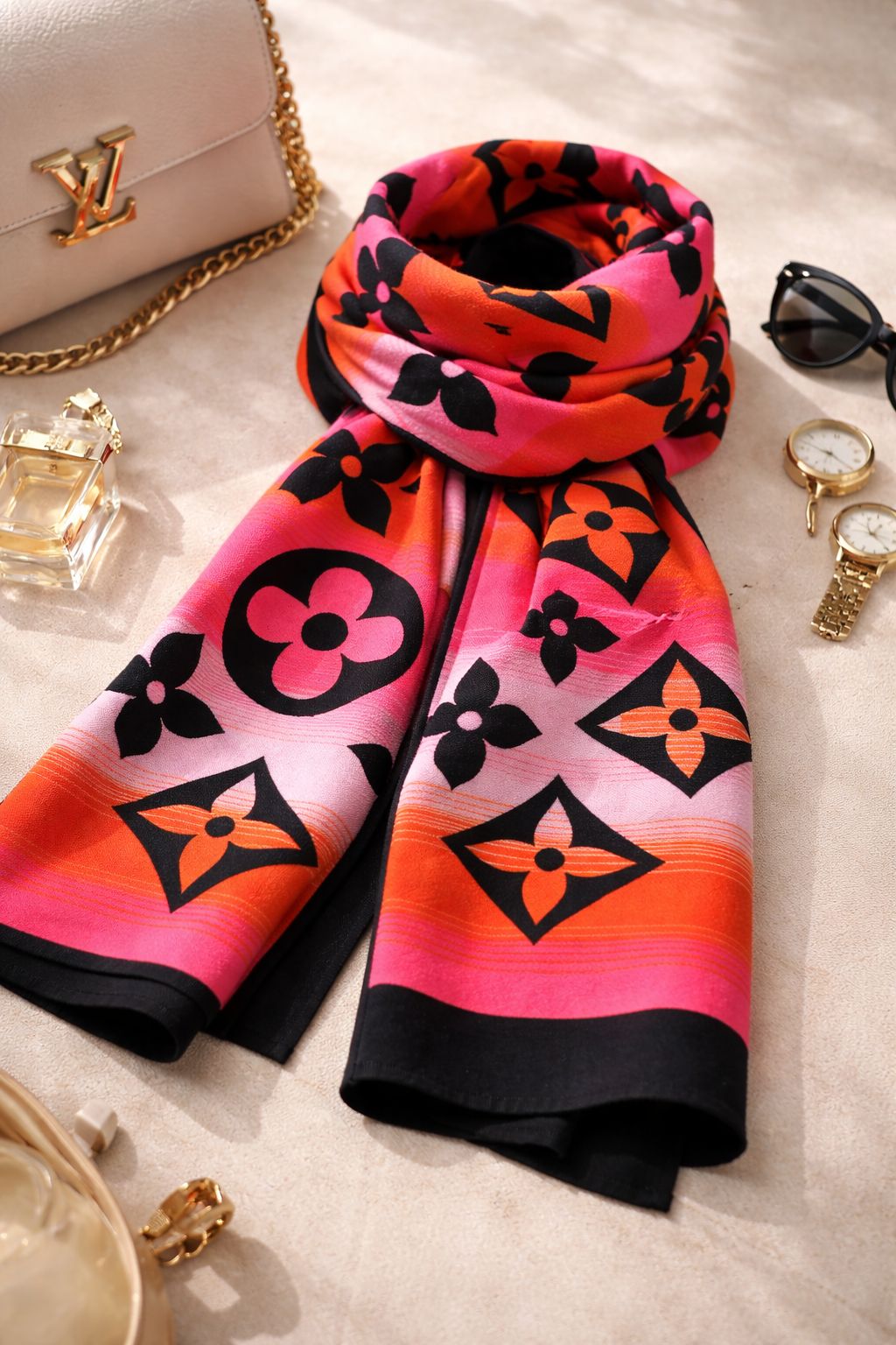 Bold Monogram Style Winter Scarf with Gradient Finish