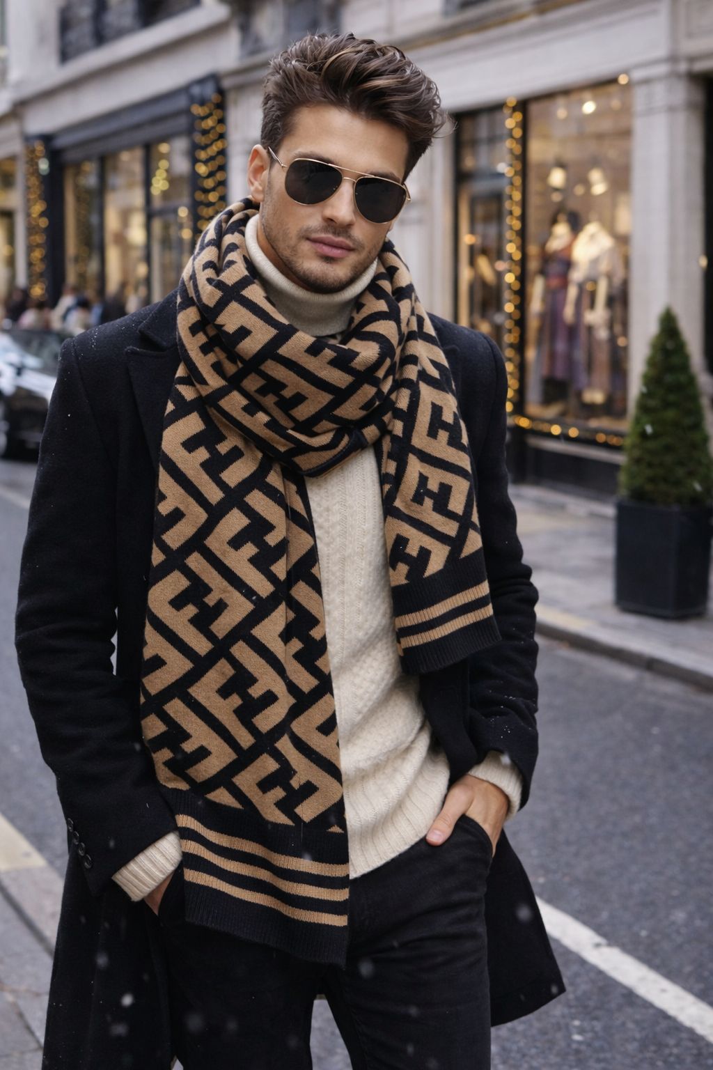 Premium Geometric Knit Winter Scarf for Men & Women