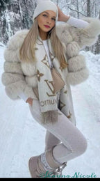 Luxury Monogram Style Winter Stole with Fringe Finish