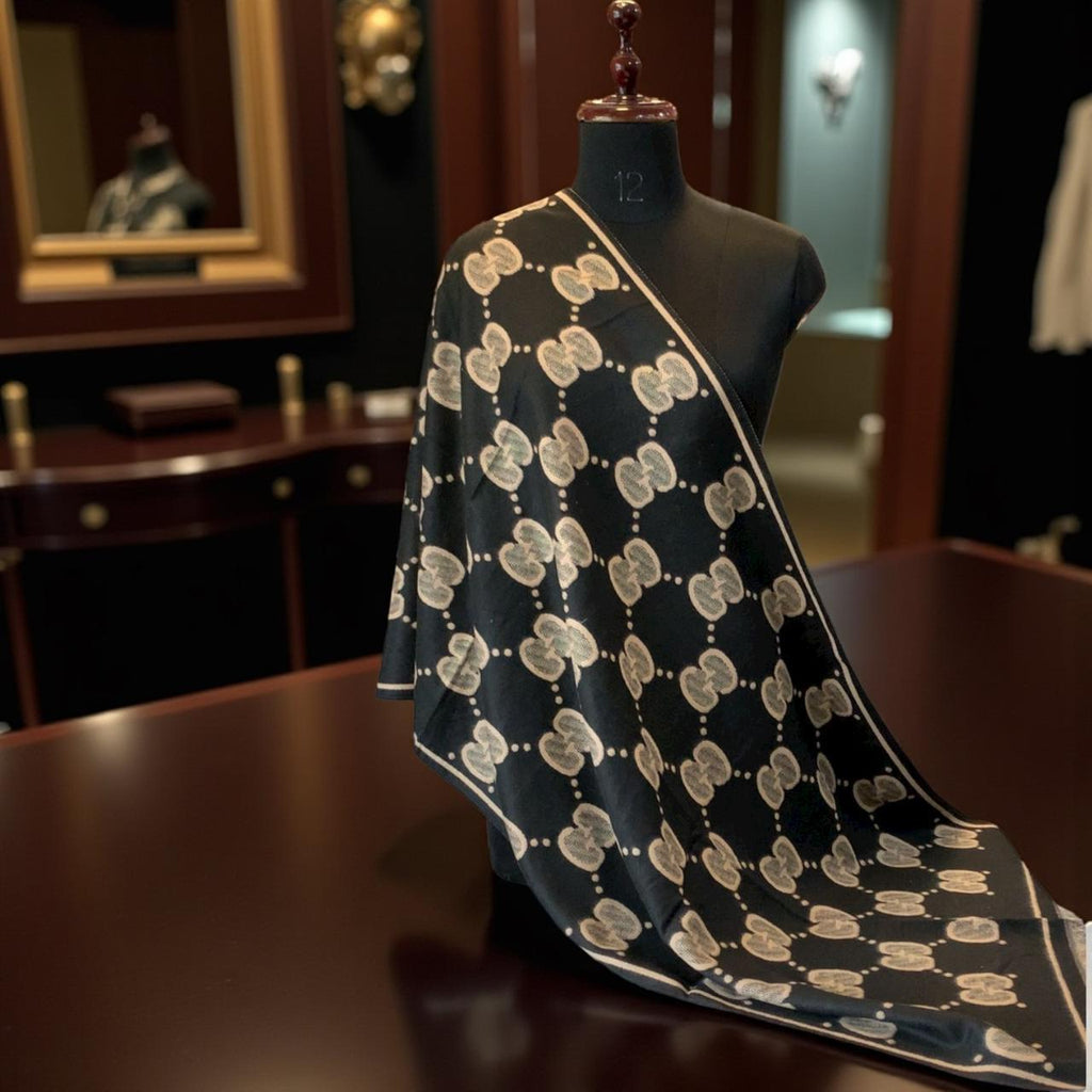 Elegant Monogram Pattern Luxury Winter Stole