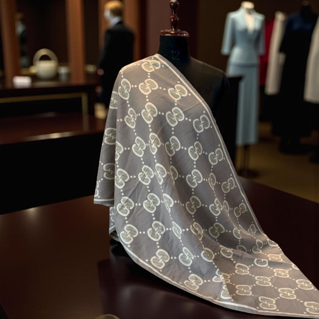 Elegant Monogram Pattern Luxury Winter Stole