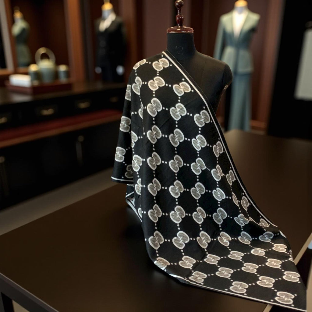 Elegant Monogram Pattern Luxury Winter Stole