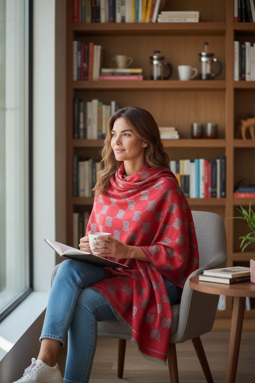 Elegant Monogram Pattern Luxury Winter Stole