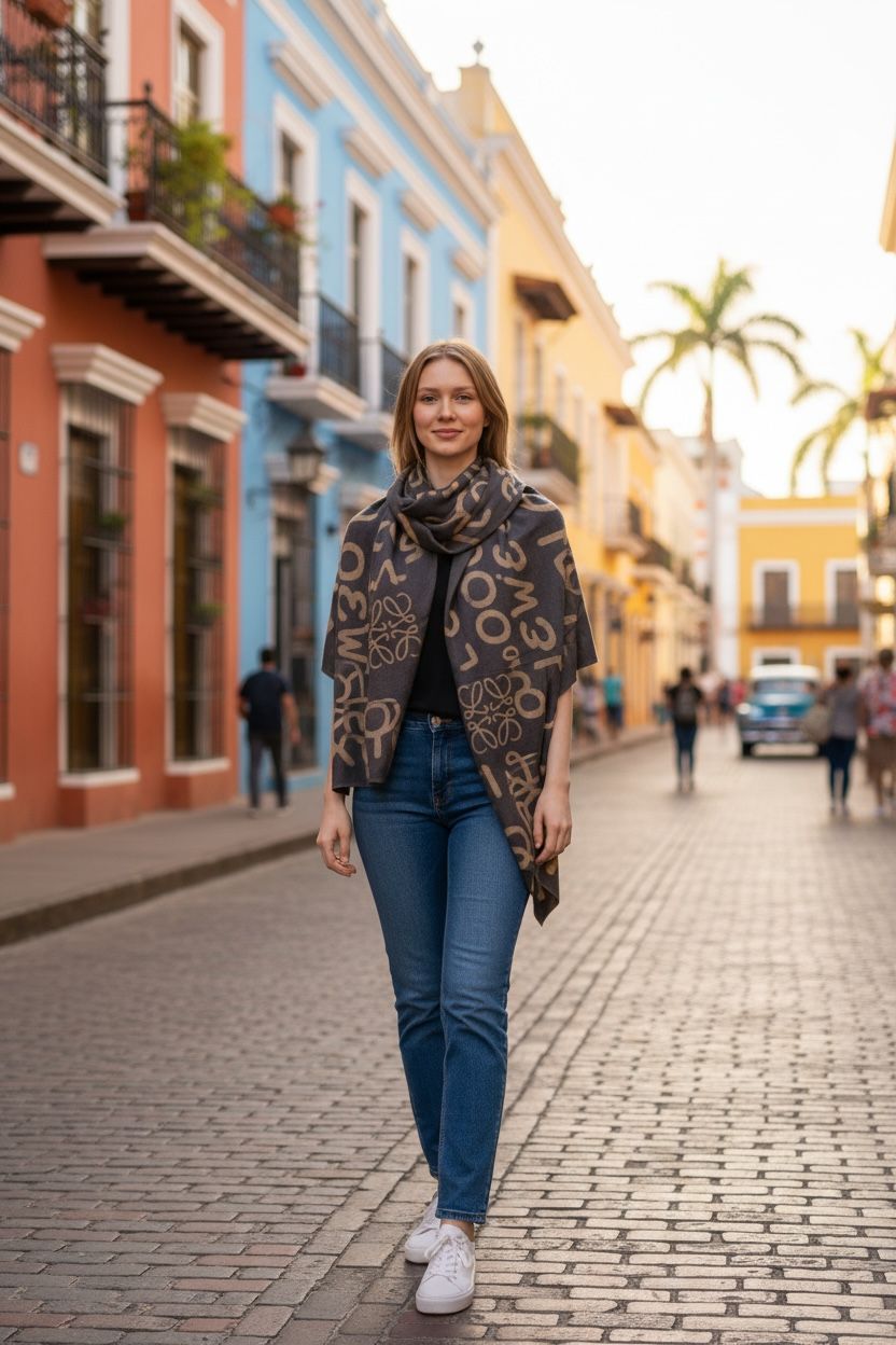 Unisex Winter Wool Blend Shawl – Soft Printed Wrap