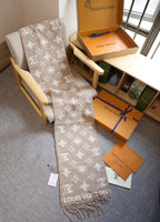 Elegant Monogram Winter Stole with Fringe Finish