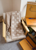 Elegant Monogram Winter Stole with Fringe Finish