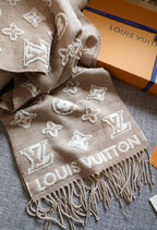 Elegant Monogram Winter Stole with Fringe Finish