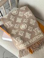 Elegant Monogram Winter Stole with Fringe Finish