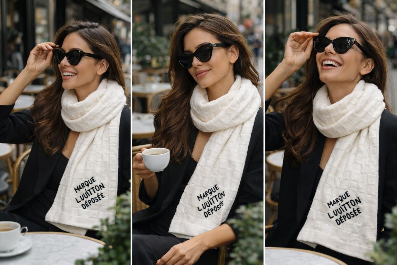 Textured Knit Winter Scarf with Minimal Script Detail