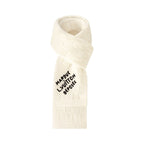 Textured Knit Winter Scarf with Minimal Script Detail