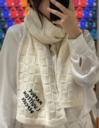 Textured Knit Winter Scarf with Minimal Script Detail