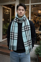 Classic Check Winter Scarf with Fringe Finish – Unisex