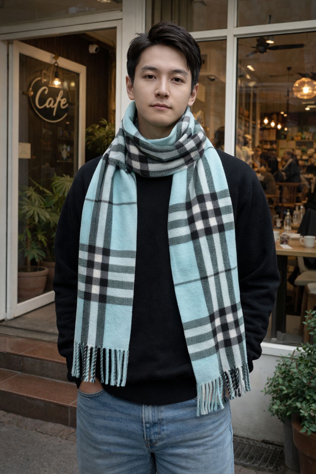Classic Check Winter Scarf with Fringe Finish – Unisex