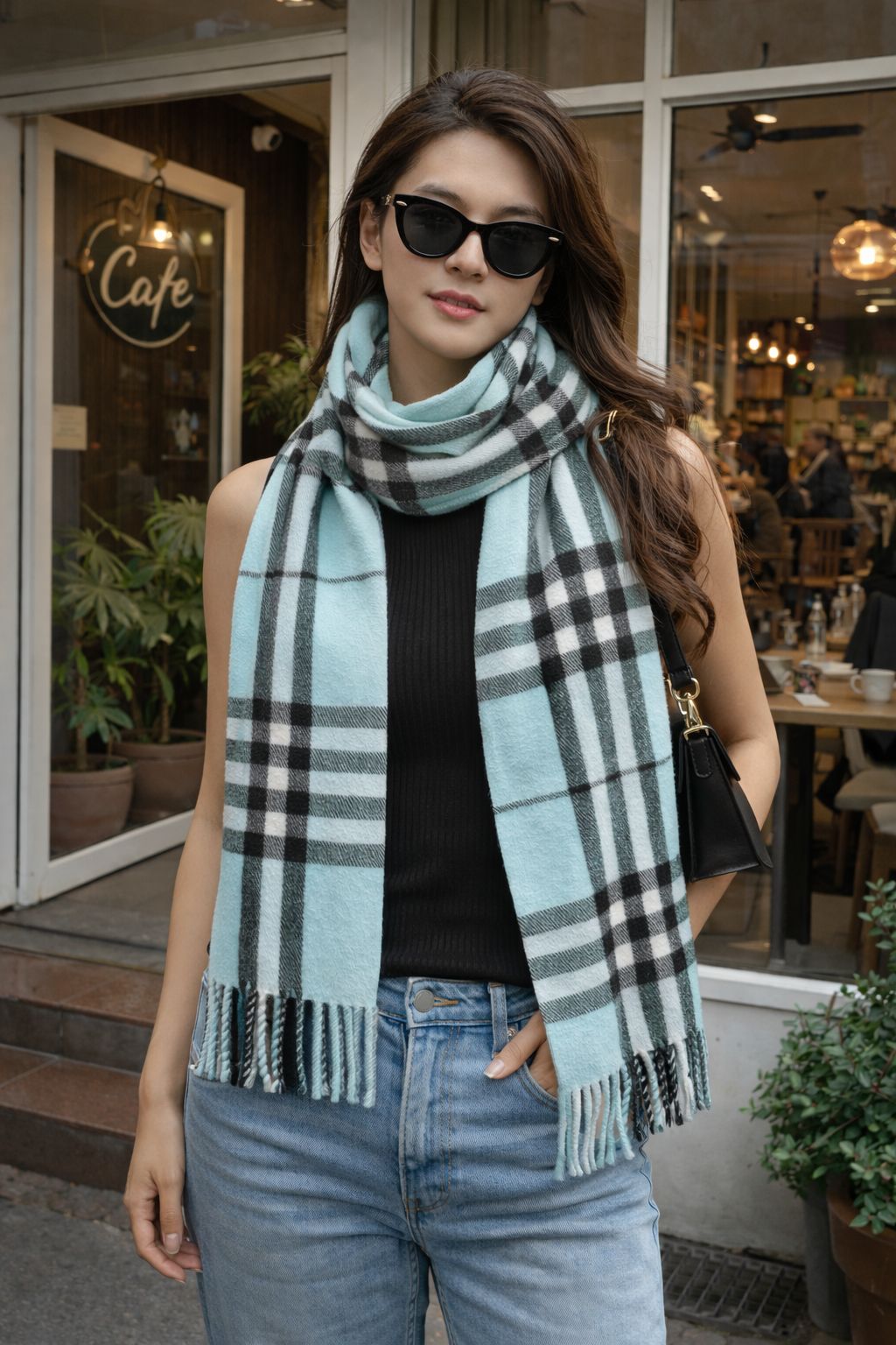 Classic Check Winter Scarf with Fringe Finish – Unisex