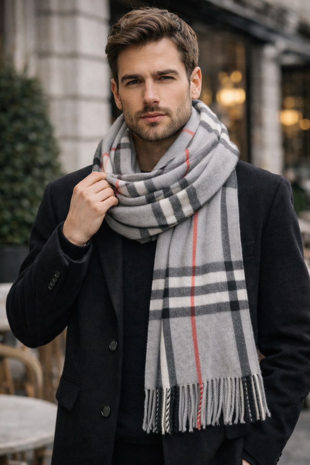 Classic Check Winter Scarf with Fringe Finish – Unisex