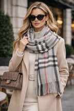 Classic Check Winter Scarf with Fringe Finish – Unisex