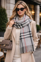 Classic Check Winter Scarf with Fringe Finish – Unisex