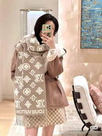 Luxury Monogram Knit Winter Stole with Fringe – Unisex