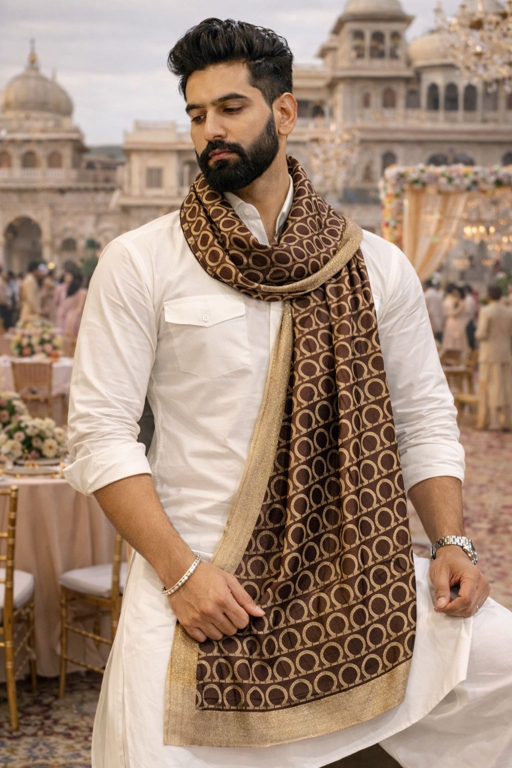 Elegant Geometric Print Lightweight Scarf – Unisex