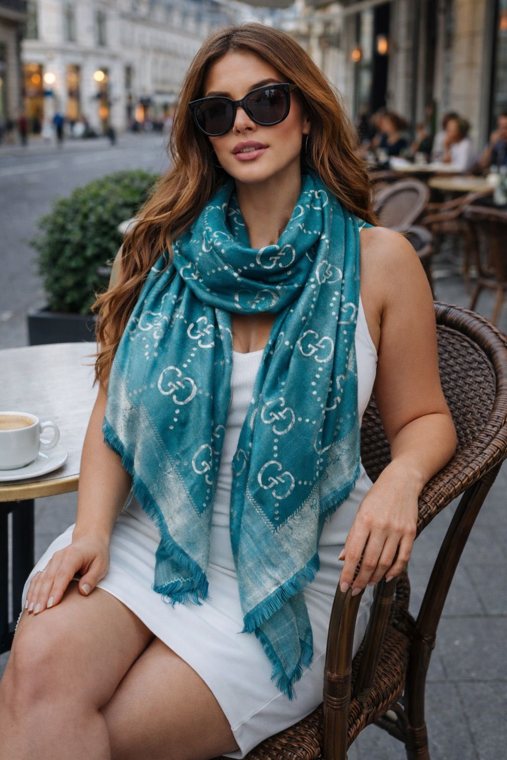 Elegant Monogram Print Lightweight Stole for Women