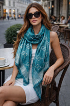 Elegant Monogram Print Lightweight Stole for Women