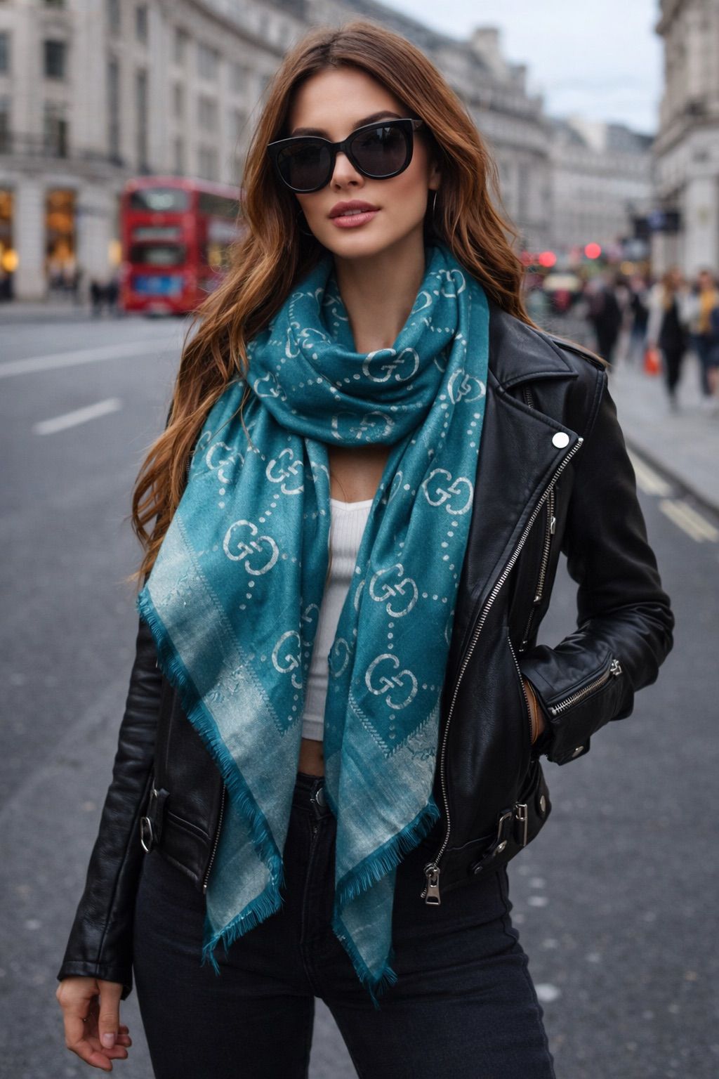 Elegant Monogram Print Lightweight Stole for Women