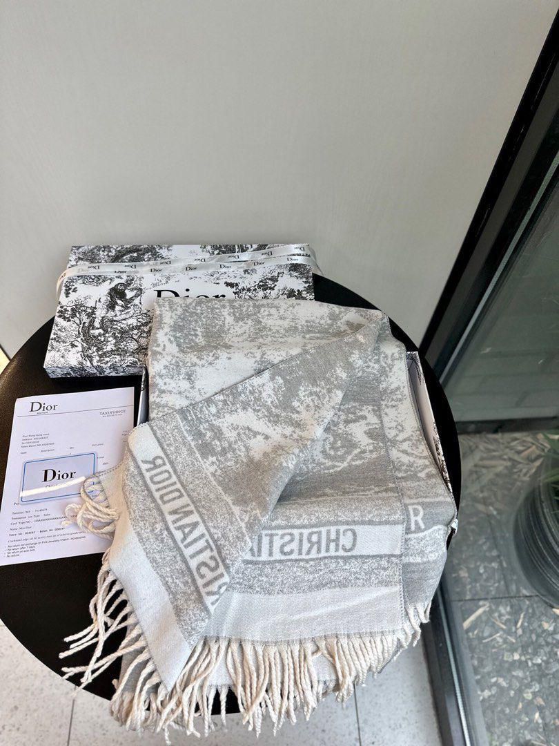 Luxury Monogram Pattern Winter Stole with Fringe