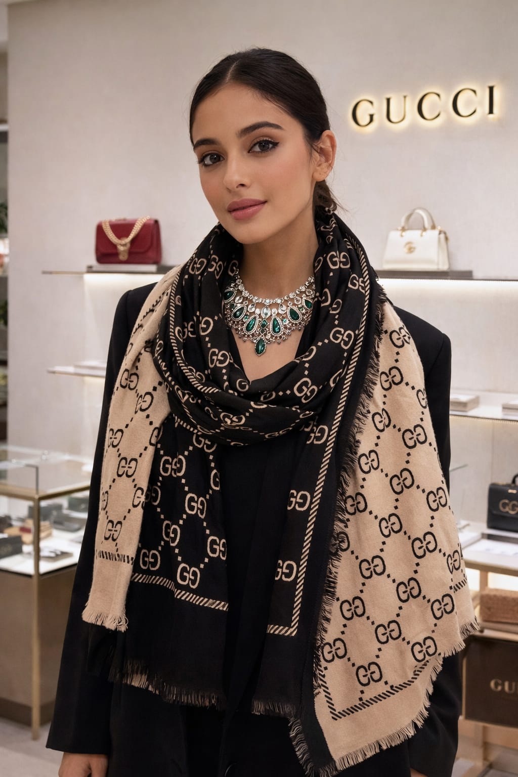 Luxury Monogram Print Soft Stole for Women