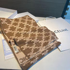 Classic Monogram Pattern Wool Blend Stole for Winter