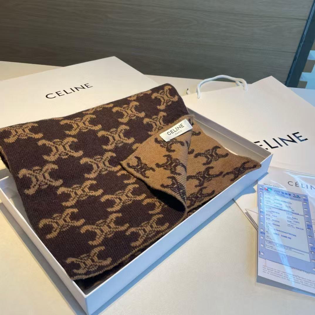 Classic Monogram Pattern Wool Blend Stole for Winter