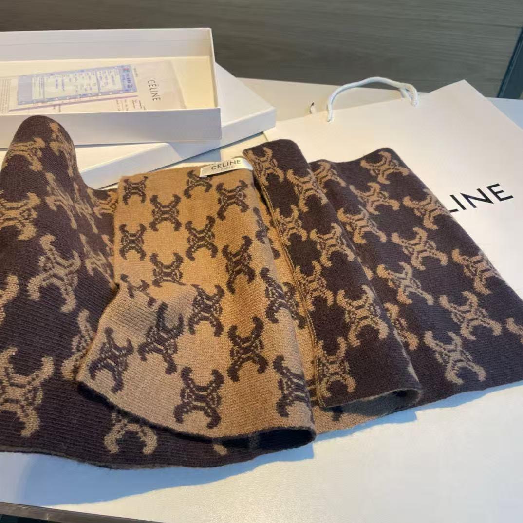 Classic Monogram Pattern Wool Blend Stole for Winter