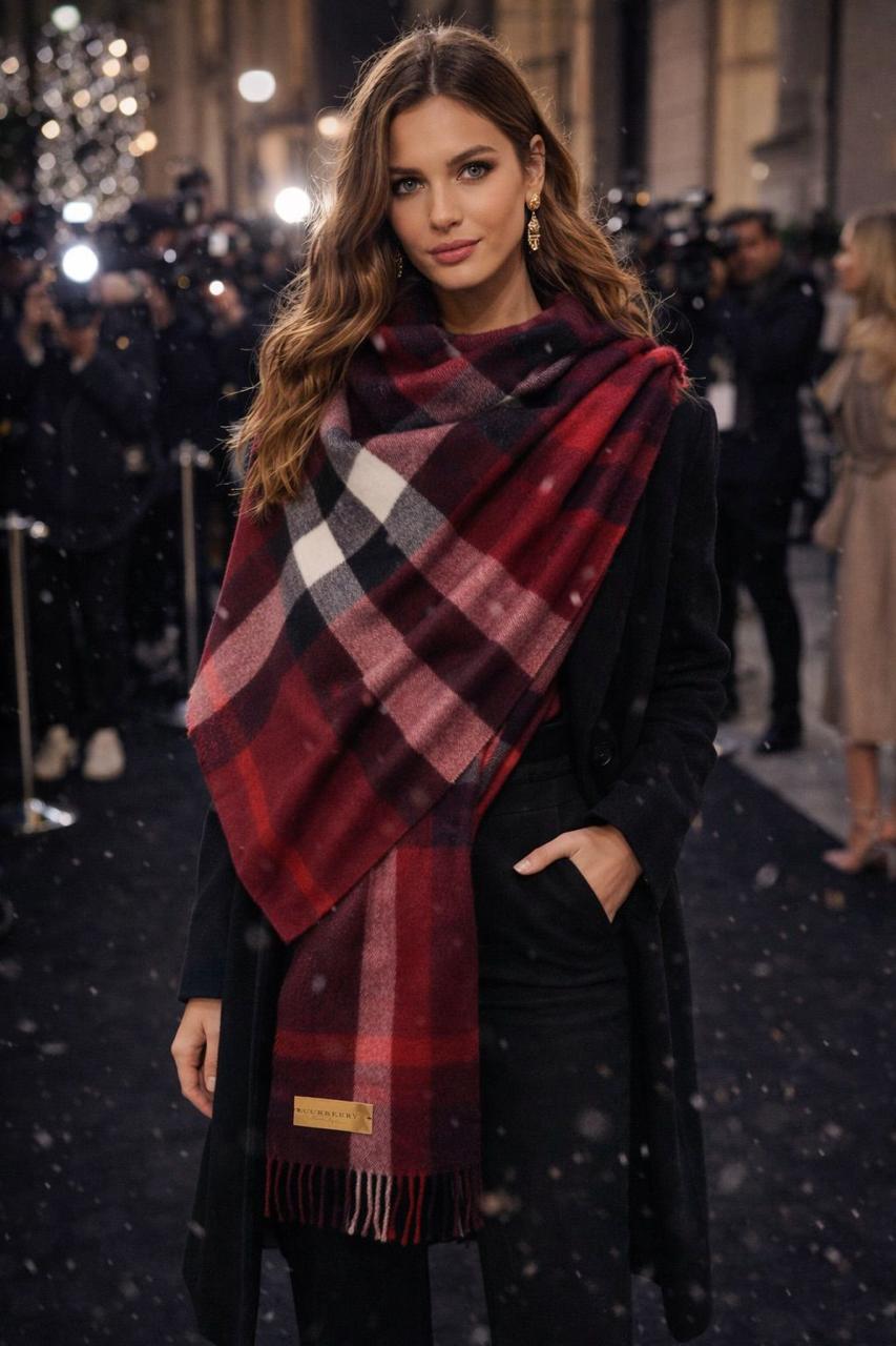 Classic Checkered Winter Stole with Soft Finish