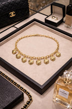 Gold-Tone Heart Charm Chain Necklace for Women