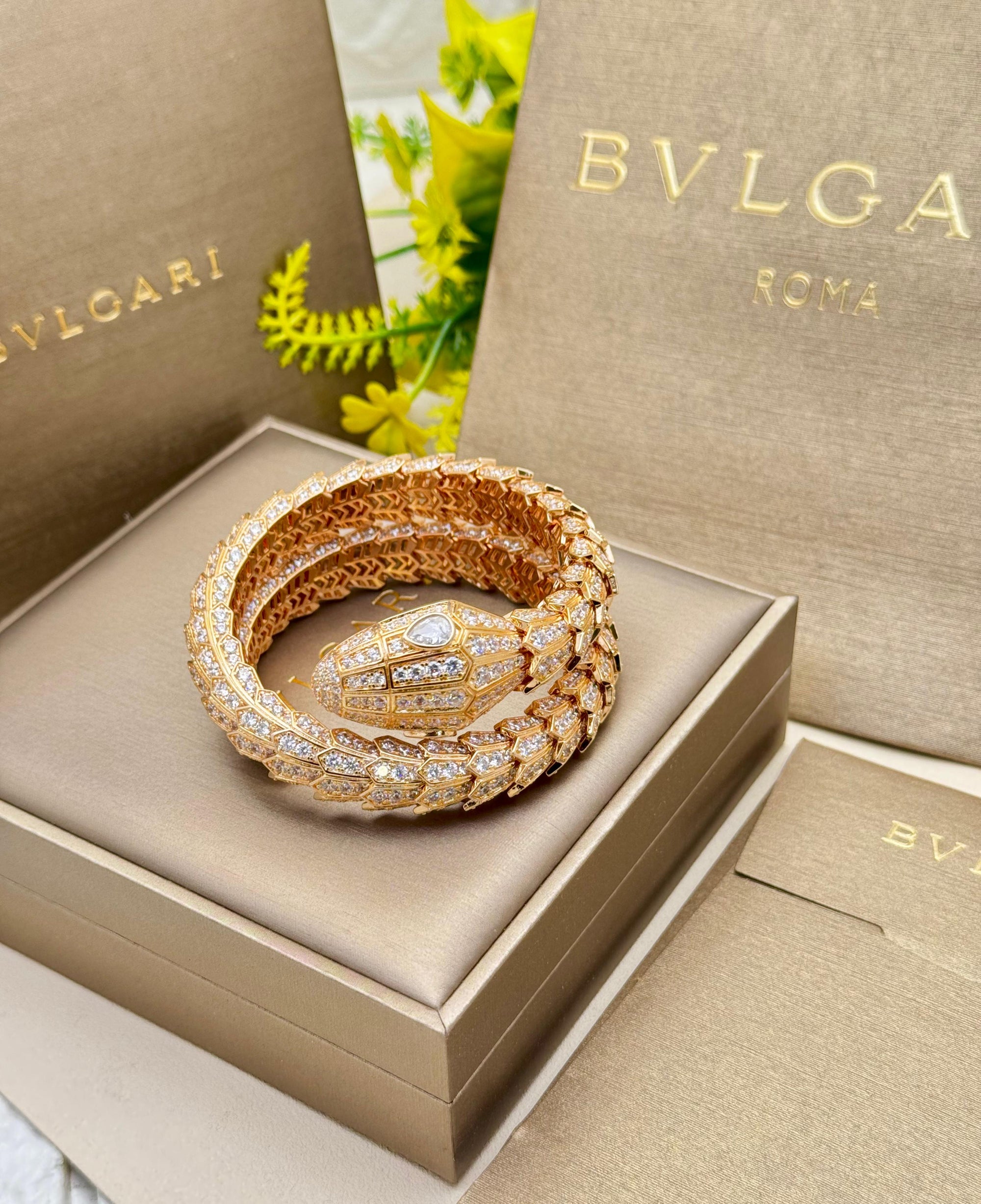 Serpent Crystal Wrap Bracelet – Emerald Stone Statement Bangle