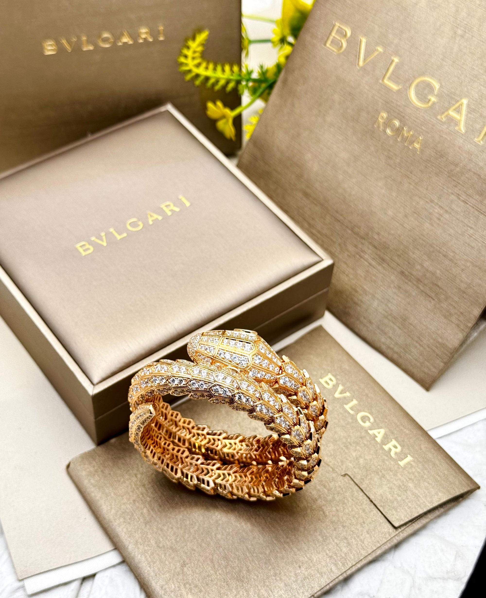 Serpent Crystal Wrap Bracelet – Emerald Stone Statement Bangle