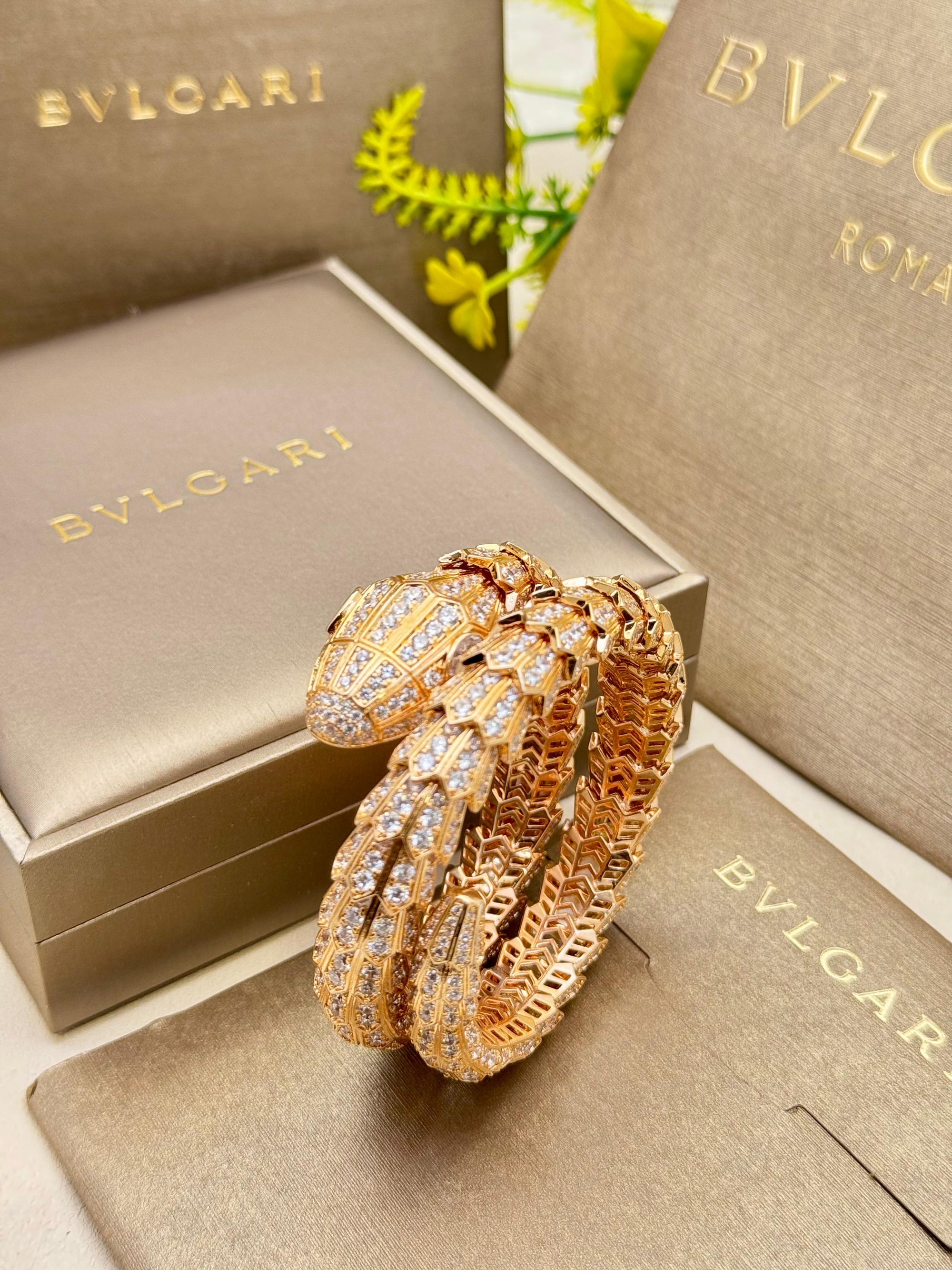 Serpent Crystal Wrap Bracelet – Emerald Stone Statement Bangle