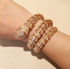 Serpent Crystal Wrap Bracelet – Emerald Stone Statement Bangle