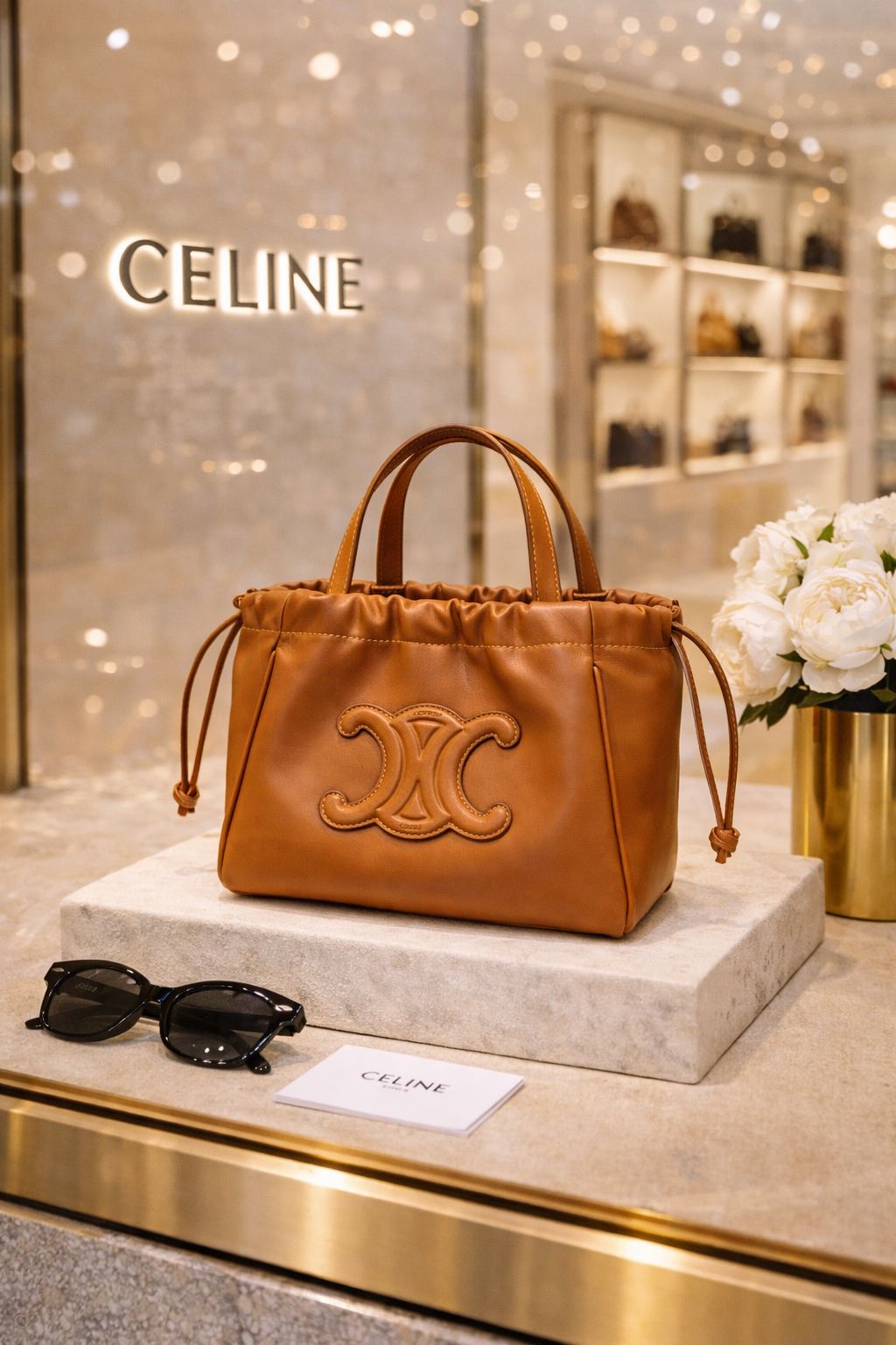 Luxury Mini Drawstring Leather Handbag – Elegant Structured Tote