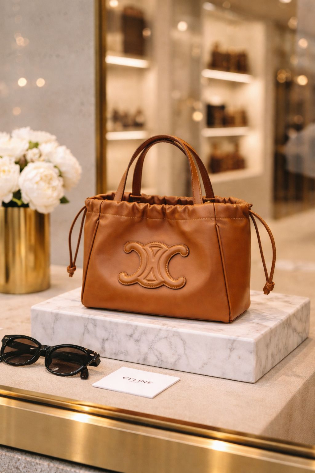 Luxury Mini Drawstring Leather Handbag – Elegant Structured Tote