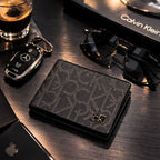 Signature Pattern Bi-Fold Wallet – Sleek Black Edition
