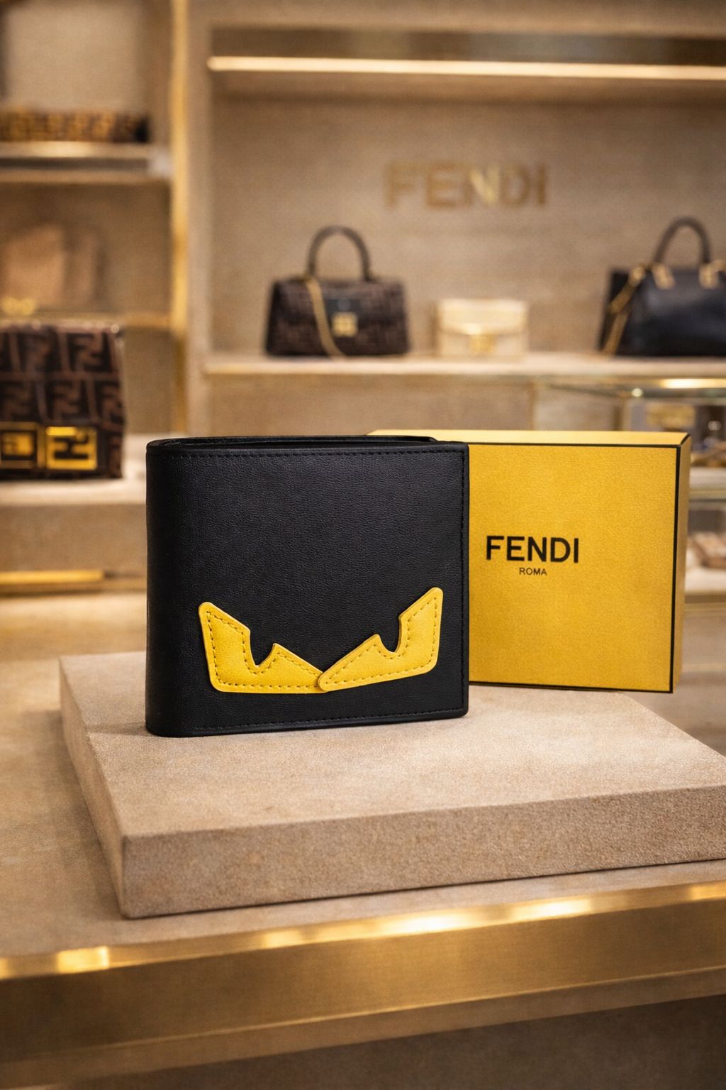 Bold Eye Graphic Bi-Fold Wallet – Black & Yellow Edition